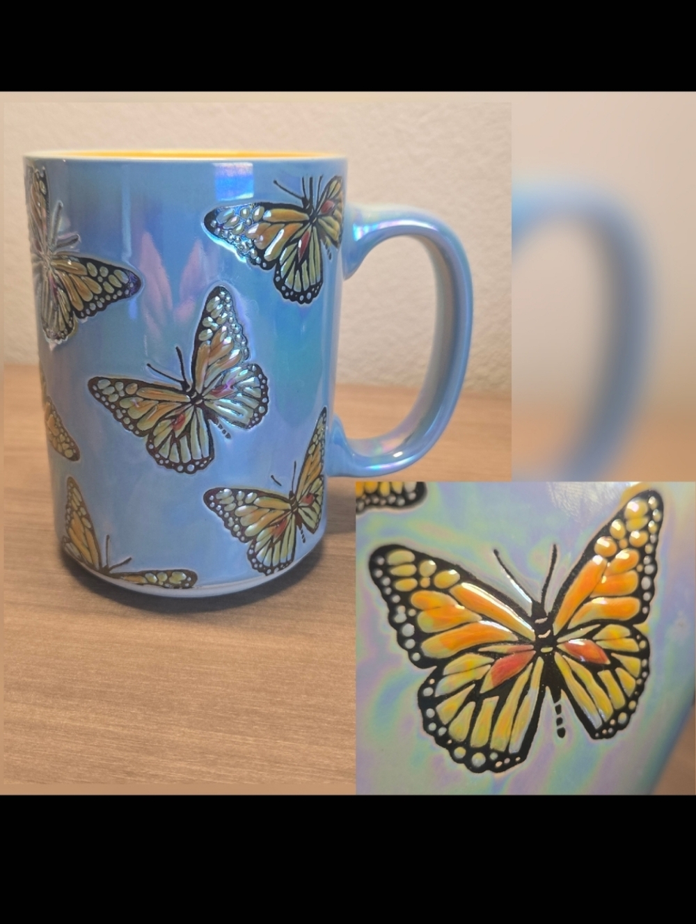 Spectrum Designz Luster Glaze Butterfly Coffee Cup Mug 18 oz